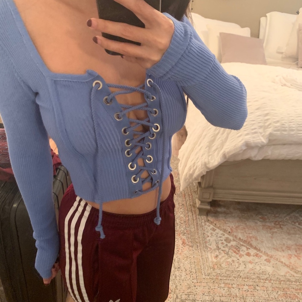 Baby blue lace up